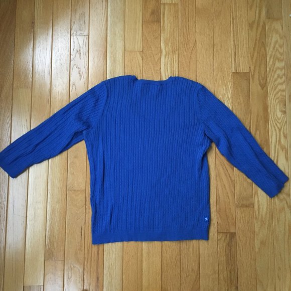 Ralph Lauren  V-Neck Cable Knit Blue Sweater Size P - Picture 7 of 7